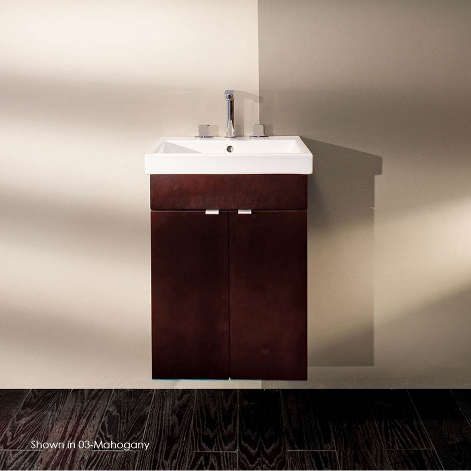 Lacava - wall-mounted porcelain Bathroom Sink with overflow and with 01 - one faucet hole, 02 - two faucet holes, 03 - three faucet holes in 8'' spread. - White
