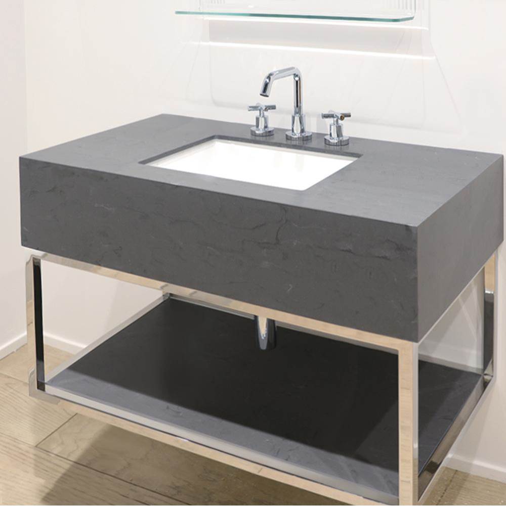 Lacava - Wall-mount under-counter frame with top, shelf and optional backsplash. Sink 5485 sold separately. W: 36'', D:21'', H:23.5''. Matte White - Matte White