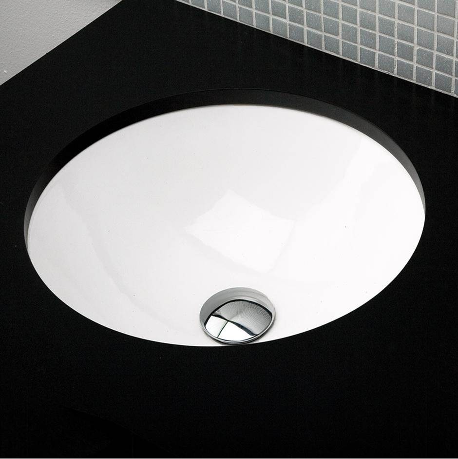 Lacava - Under-counter porcelain Bathroom Sink with an overflow. Unglazed exterior. DIAM: 17 1/8'' H: 7'' - White