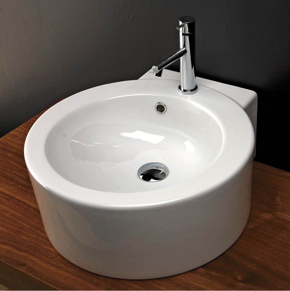 Lacava - Wall-mount or above-counter porcelain Bathroom Sink with one faucet hole and an overflow, unfinished back. 19 3/4''W, 20 7/8''D, 7 7/8''H - White