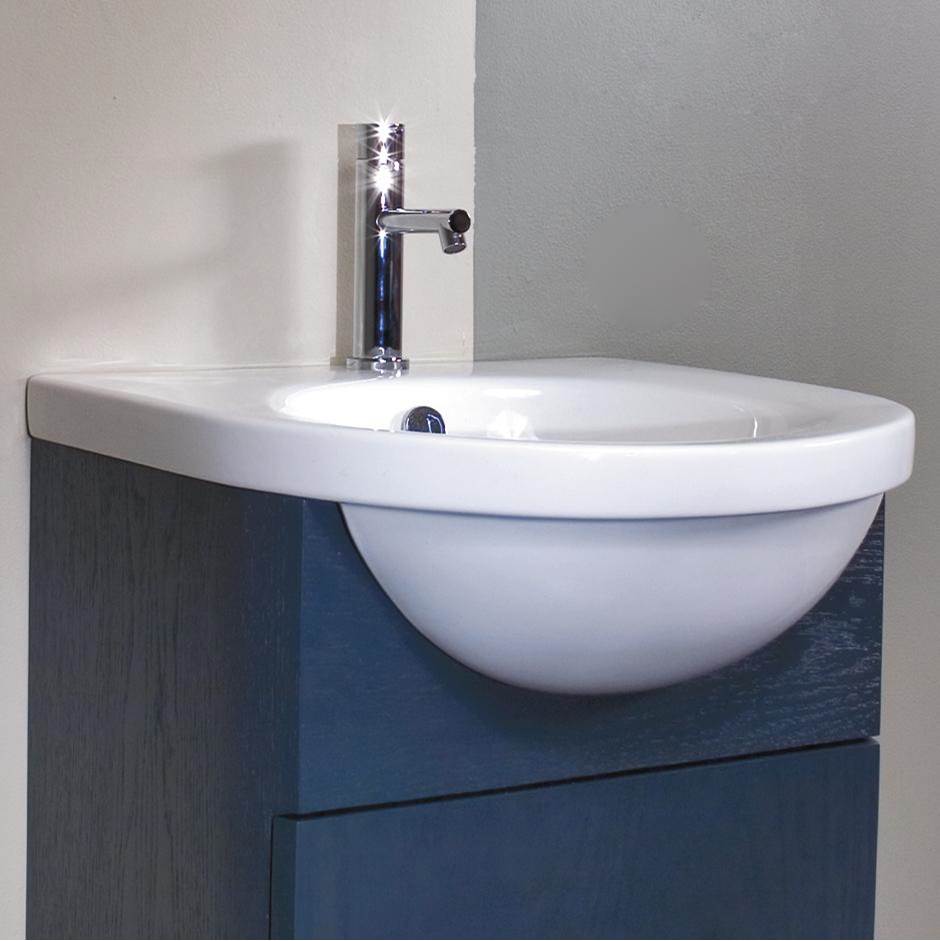 Lacava - Wall-mount or semi-recessed porcelain Bathroom Sink with an overflow, unfinished back. 20''W x 20 1/4''D x 7''H, one faucet hole. - White