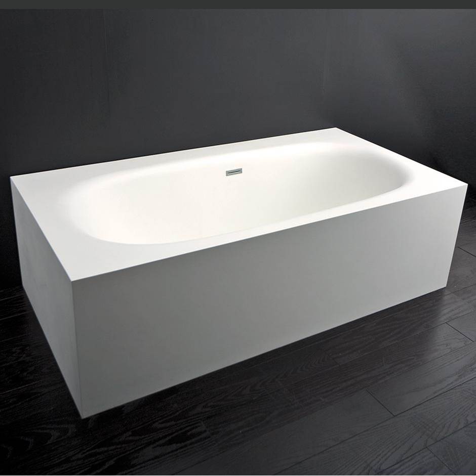 Lacava - Free-standing soaking bathtub made of white solid surface with an overflow, net weight 507 lbs, water capacity 73 gal. - Gloss White
