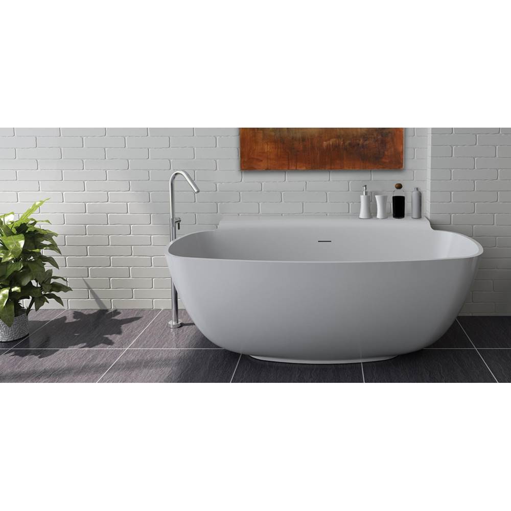 Lacava - Free-standing soaking bathtub made of white solid surface with an overflow, net weight 286 lbs, water capacity 61 gal. - Gloss White