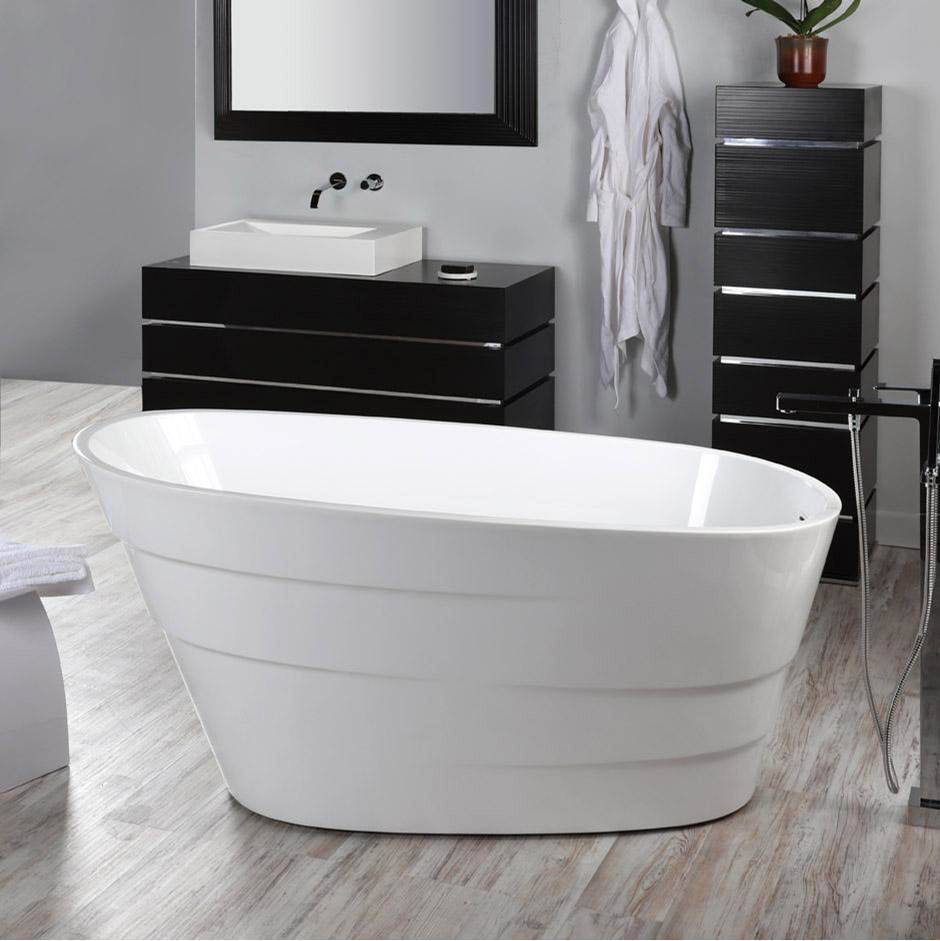 Lacava - Free-standing soaking bathtub made of luster white acrylic with an overflow and polished chrome drain, net weight 88 lbs, water capacity 62 gal. - White