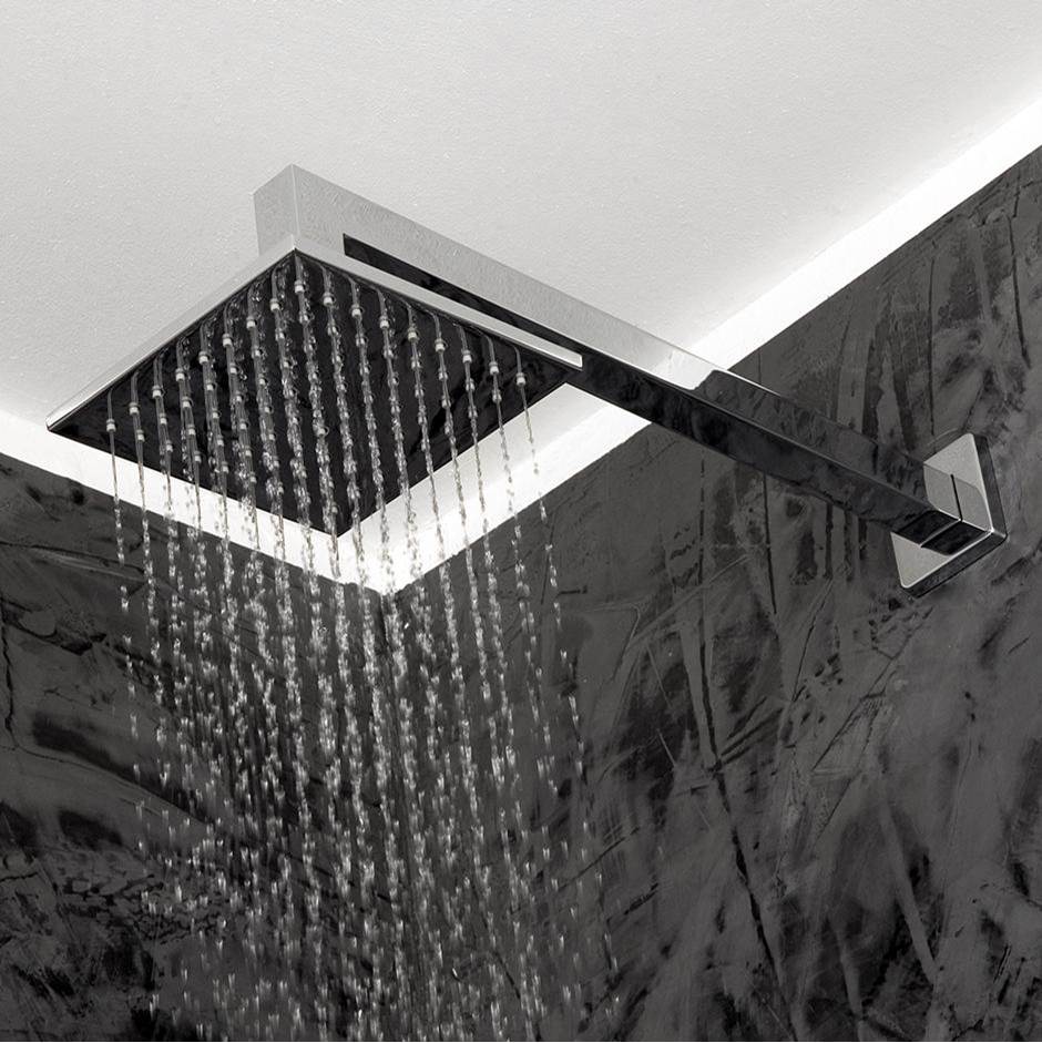 Lacava - Wall-mount tilting square rain shower head, 64 rubber nozzles. Arm and flange sold separately. 6''W, 6''D, 1 3/4''H - Brushed Nickel