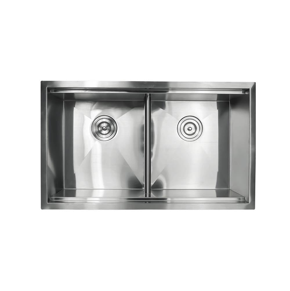 Lenova - Undermount Double Bowl 32'' x 19'' x 10'' - Brushed Satin