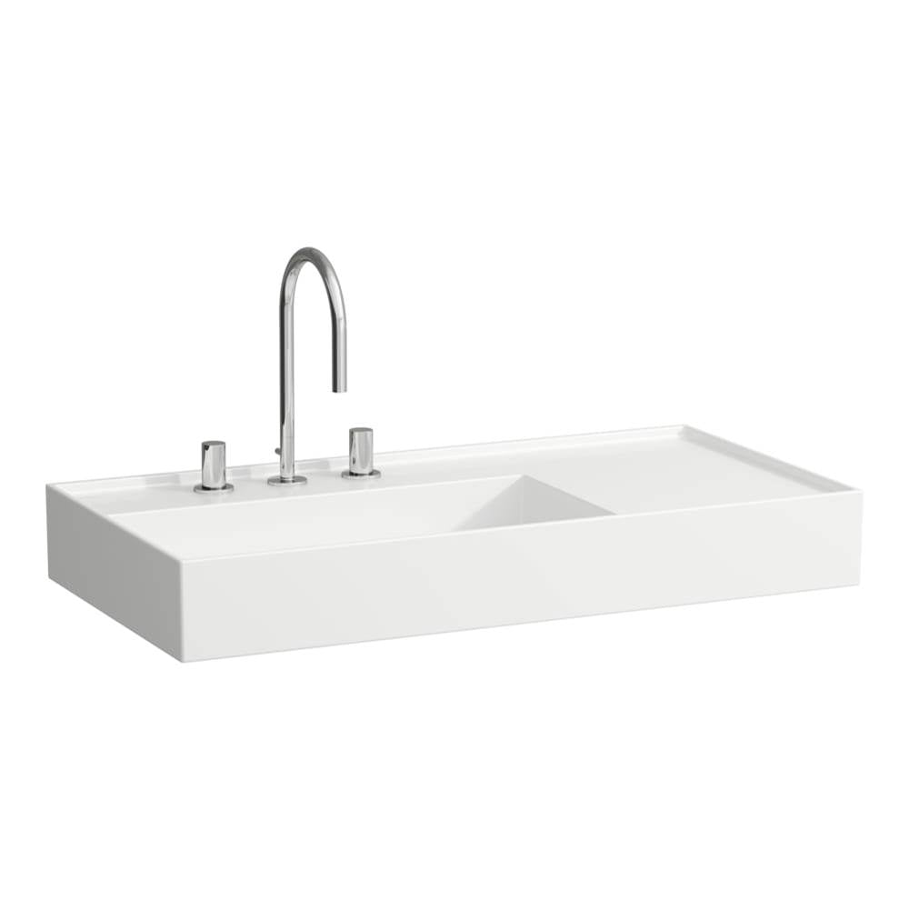 Laufen - Washbasin, shelf right, with concealed outlet, w/o overflow - Always Open Drain, wall mounted, ground bottom - Matte Gray