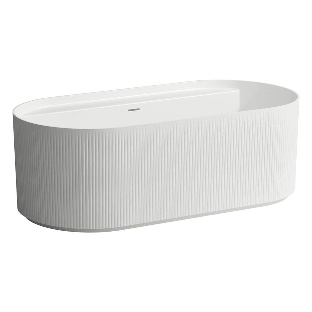 Laufen - Freestanding bathtub with relief with Integrated Overflow and Center Drain, made of Marbond Mineralcast material, Glossy Finish - Glossy White