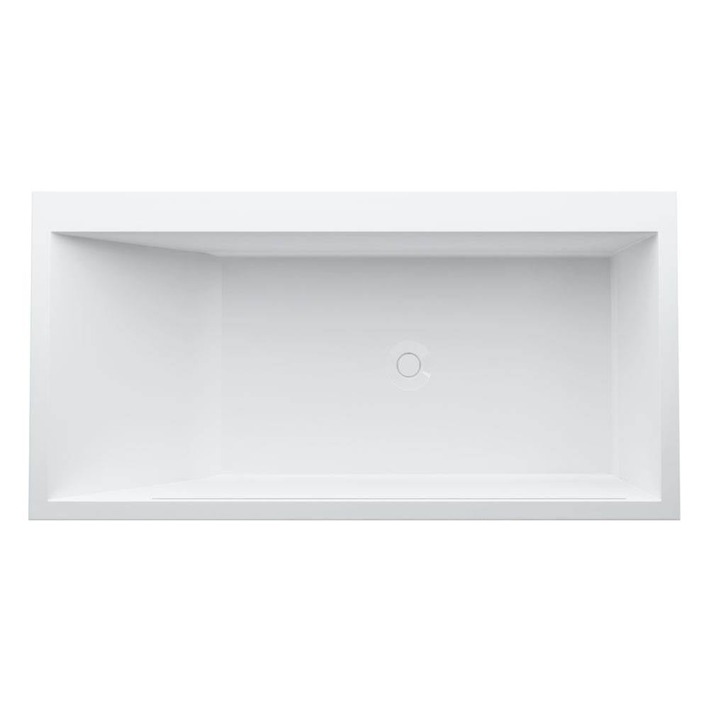 Laufen - Freestanding bathtub, made of Sentec solid surface, with tap bank on left-hand side, with slotted overflow/front overflow, with lifting system - White