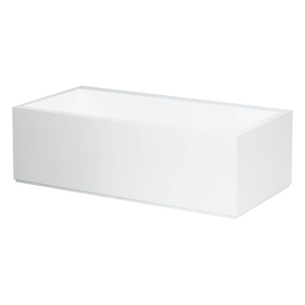 Laufen - Freestanding bathtub, made of Sentec solid surface, with slot overflow/front overflow and tap bank at foot end, with lifting system - White