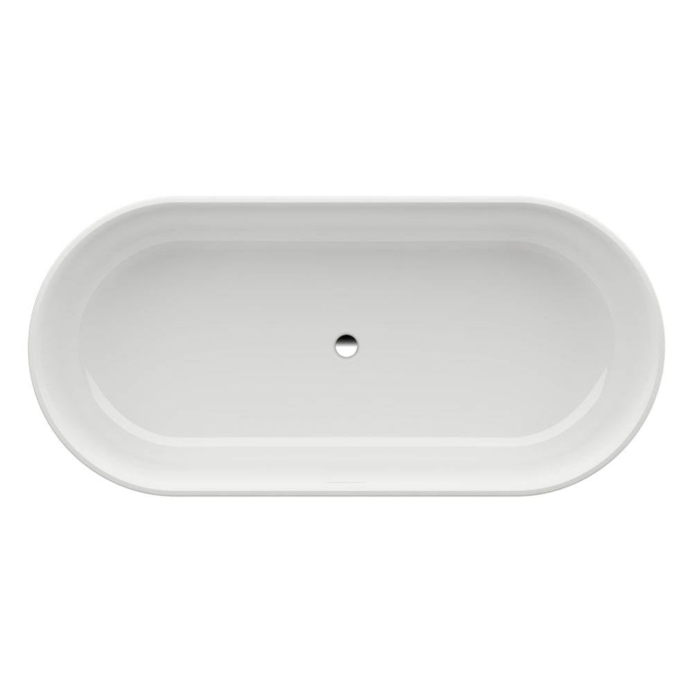 Freestanding bathtub, made of Sentec solid surface, with integrated overflow/front overflow and feet, Matte Satin Finish