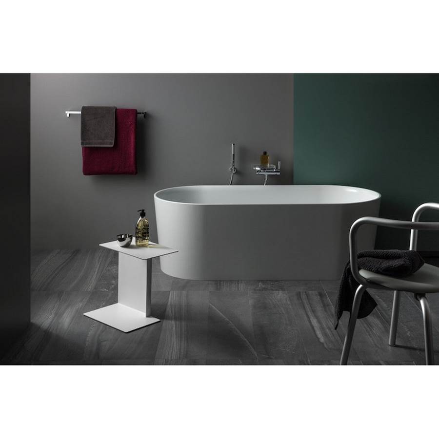 Freestanding bathtub, made of Sentec solid surface, with integrated overflow/front overflow and feet, Matte Satin Finish