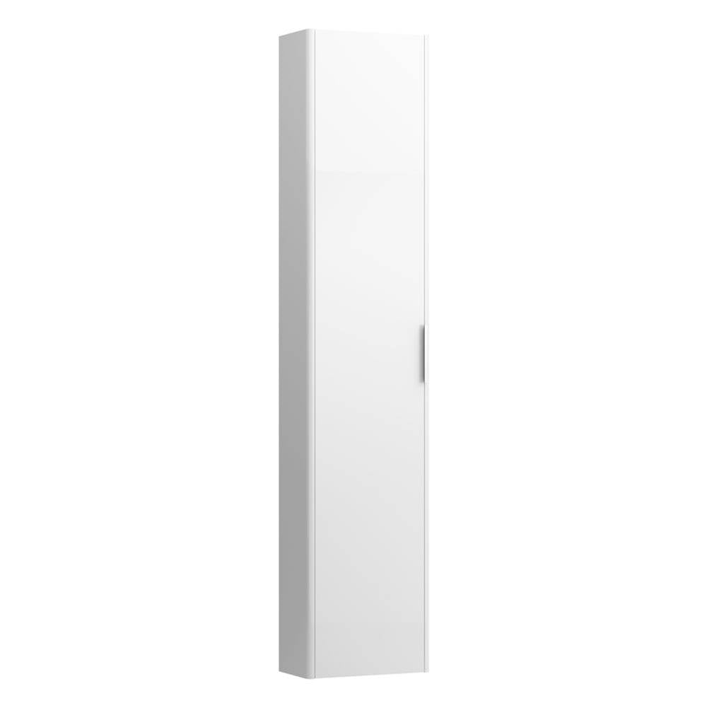 Laufen - Tall Cabinet, with small projection, 1 door, door hinge right, 1 fixed shelf, 4 glass shelves, design matching vanity units - White Glossy