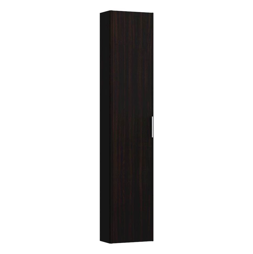 Laufen - Tall Cabinet, with small projection, 1 door, door hinge right, 1 fixed shelf, 4 glass shelves, design matching vanity units - Dark Elm Brown