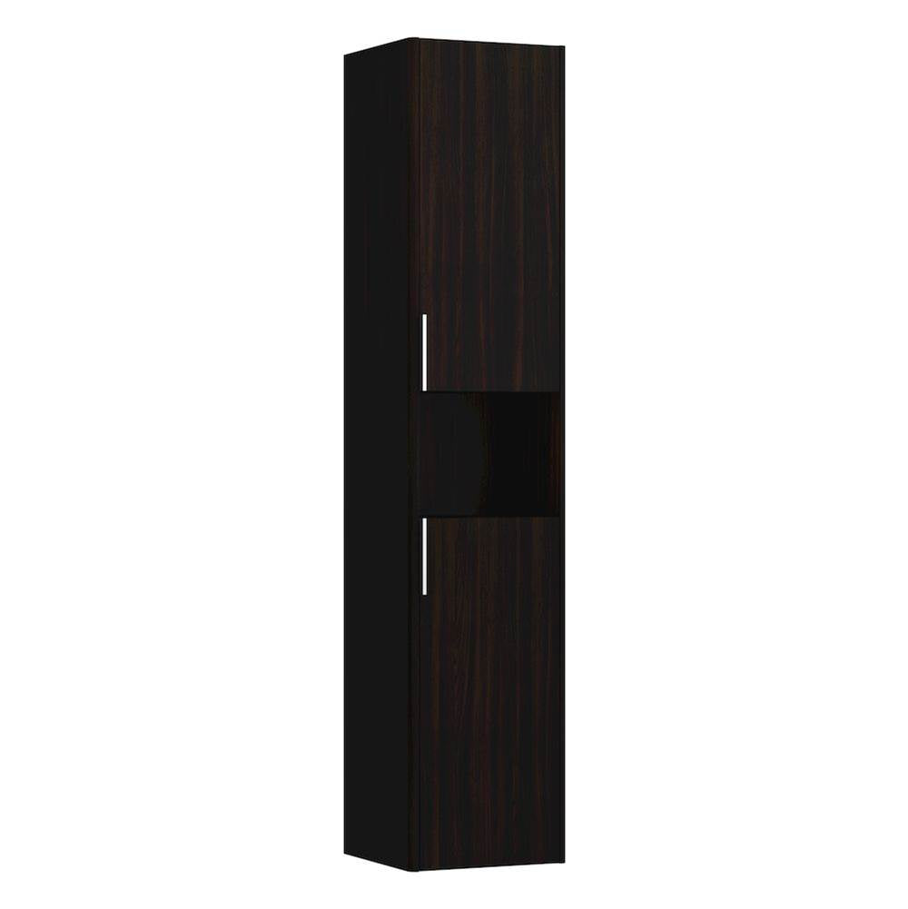 Laufen - Tall Cabinet, 2 doors, door hinge left, 1 open shelf, 2 glass shelves, design matching vanity units - Dark Elm Brown