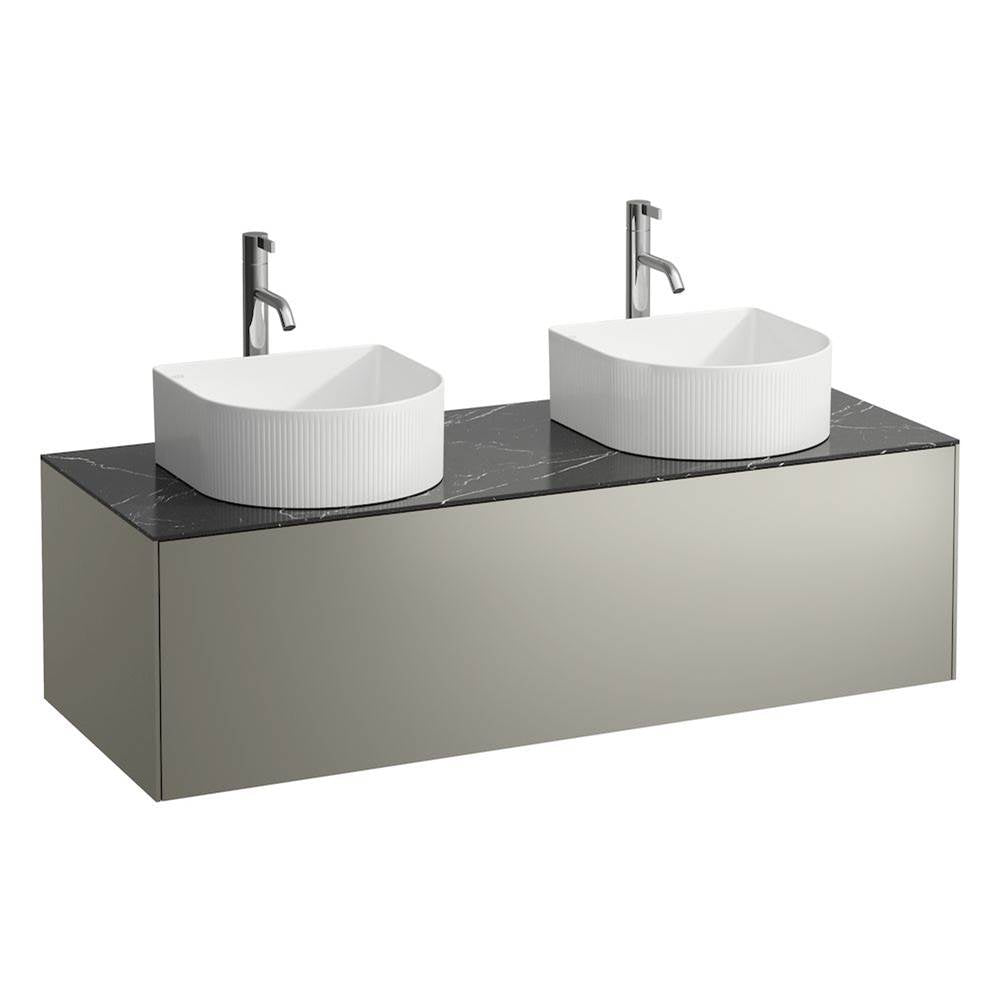 Laufen - Drawer element Only, 1 drawer, cut-outs left and right incl. drilled tap holes Nero Marquina Marble - Titanium And Nero Marquina