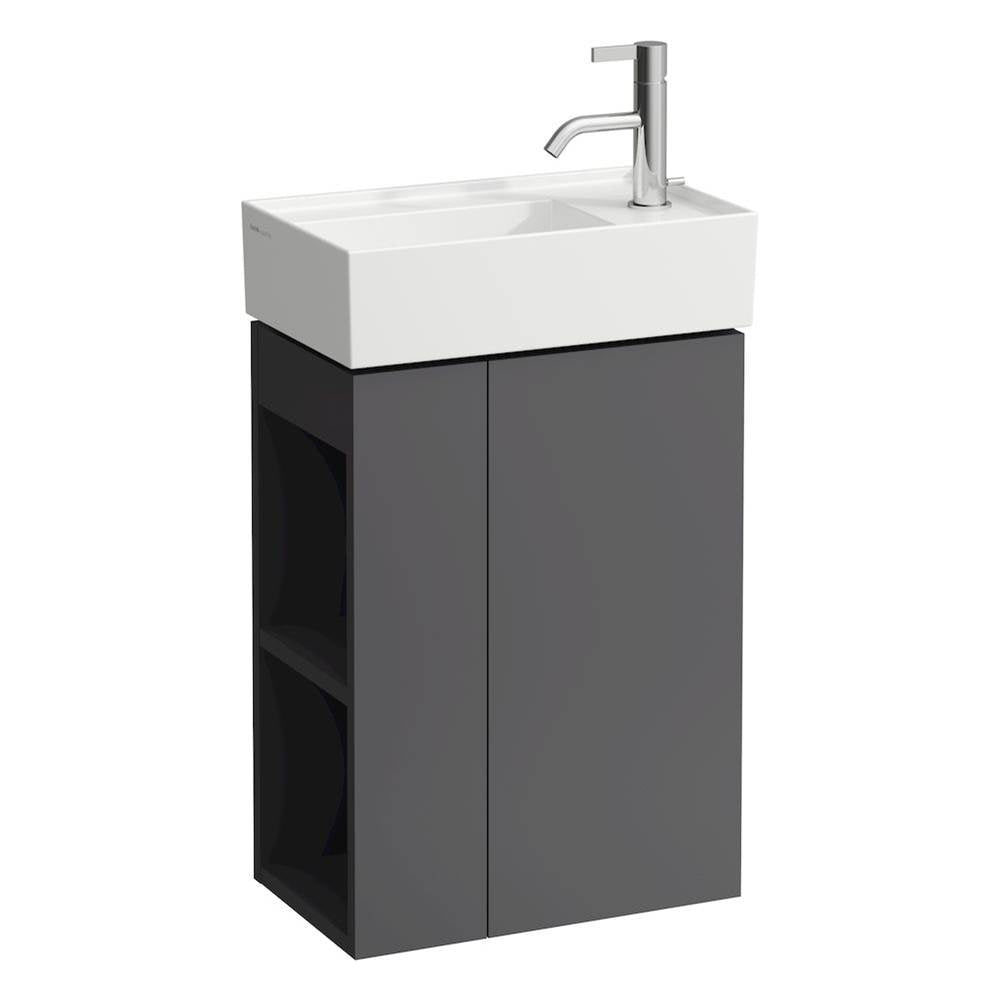 Laufen - Vanity Only with one glass shelf, door hinge right, open shelf left for handwashbasin tap bank right 815334 - Slate Grey