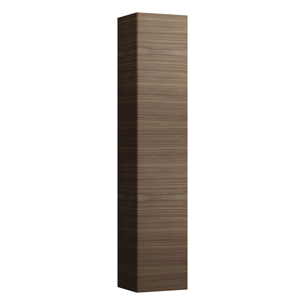 Laufen - Tall Cabinet made of aluminum, 1 door, door hinge right, 5 shelves each in the box and door - Dark Walnut