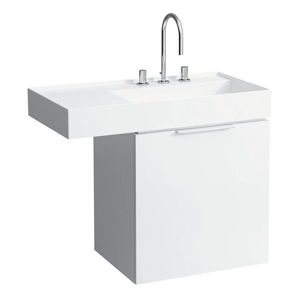 Washbasin, shelf left, with concealed outlet, w/o overflow - Always Open Drain, wall mounted