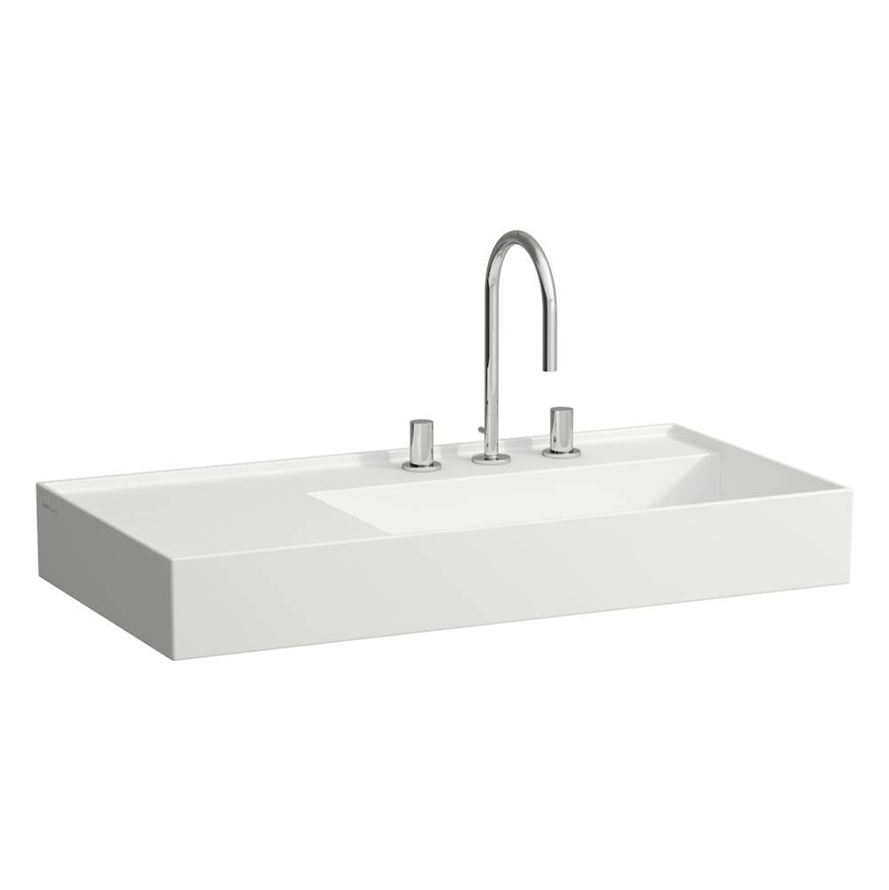Laufen - Washbasin, shelf left, with concealed outlet, w/o overflow - Always Open Drain, wall mounted - Matte White