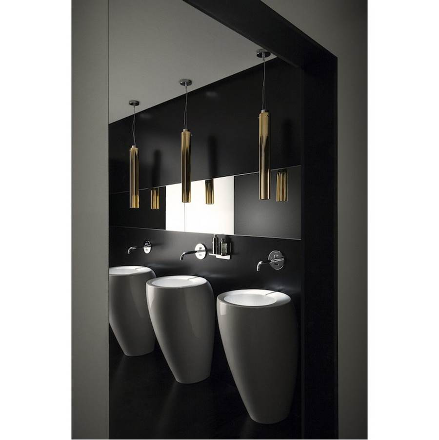 Washbasin With Integrated Pedestal, With Wall Connection, Incl. Ceramic Waste Cover