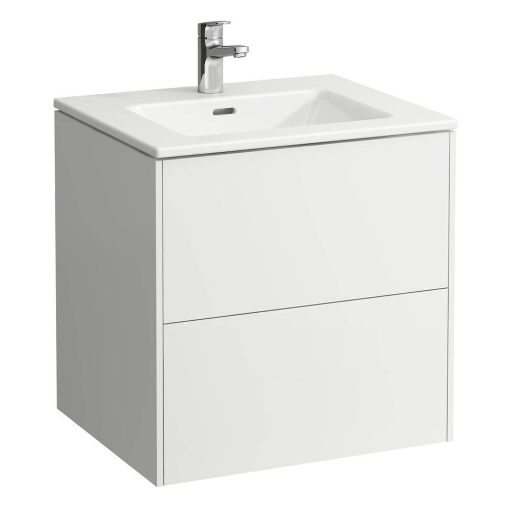 Combipack 600 mm, washbasin ''slim'' with vanity unit ''Base'' with 2 drawers, incl. drawer organizer, wall mounted