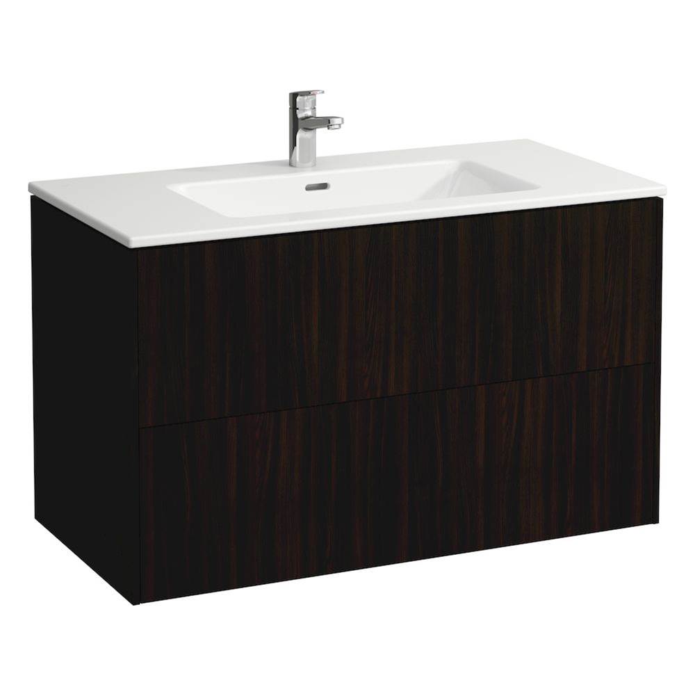 Laufen - Combipack 1000 mm, washbasin ''slim'' with vanity unit ''Base'' with 2 drawers, incl. drawer organizer, wall mounted - Dark Elm Brown
