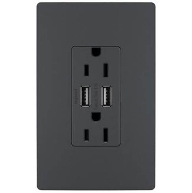 Legrand - radiant 15A Tamper-Resistant USB Outlet, Graphite - Graphite