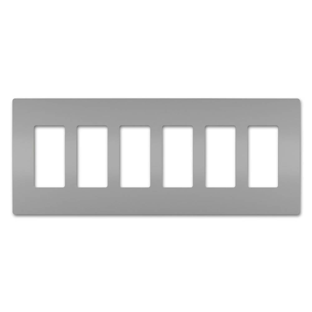 Legrand - radiant Six-Gang Screwless Wall Plate, Gray - Gray