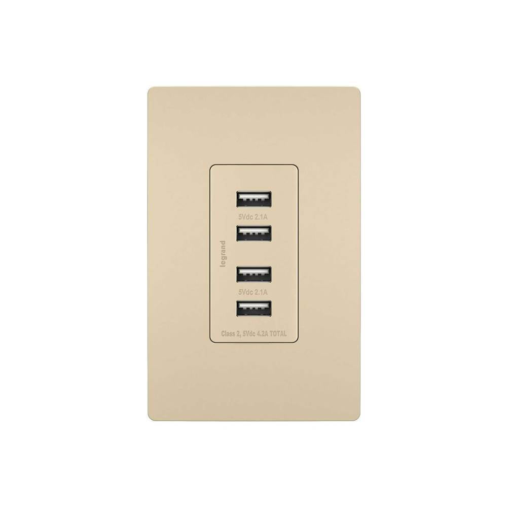 Legrand - radiant Quad USB Charger, Ivory - Ivory