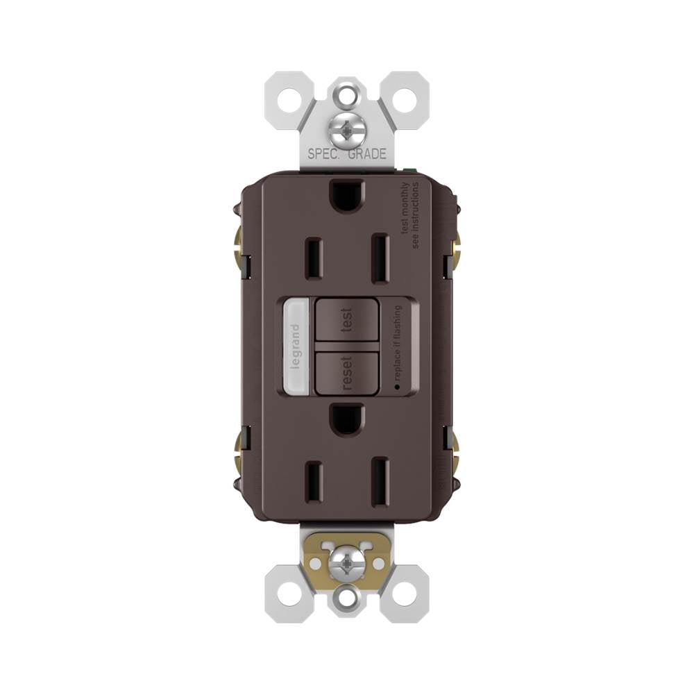 radiant 15A Tamper-Resistant Self-Test GFCI Outlet with Night Light, Dark Bronze