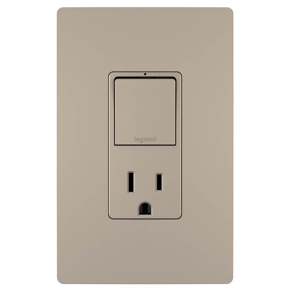 Legrand - radiant Single-Pole/3-Way Switch with 15A Tamper-Resistant Outlet, Nickel - Nickel
