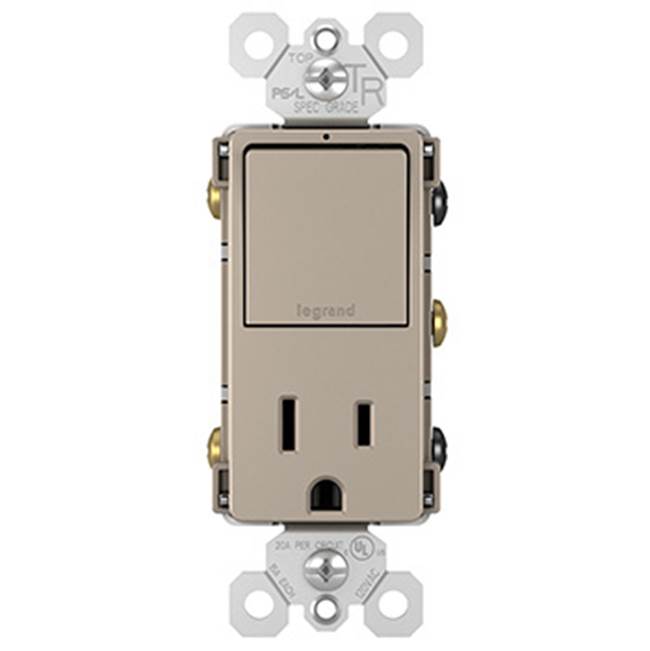 radiant Single-Pole/3-Way Switch with 15A Tamper-Resistant Outlet, Dark Bronze