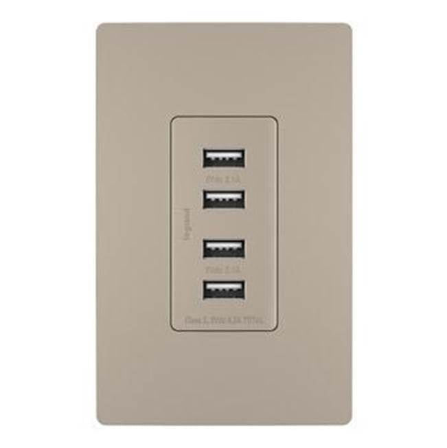 Legrand - radiant Quad USB Charger, Nickel - Nickel
