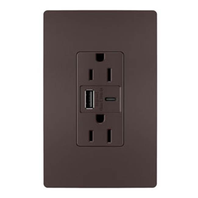 Legrand - radiant 15A Tamper-Resistant Ultra-Fast USB Type-A/C Outlet, Dark Bronze - Dark Bronze