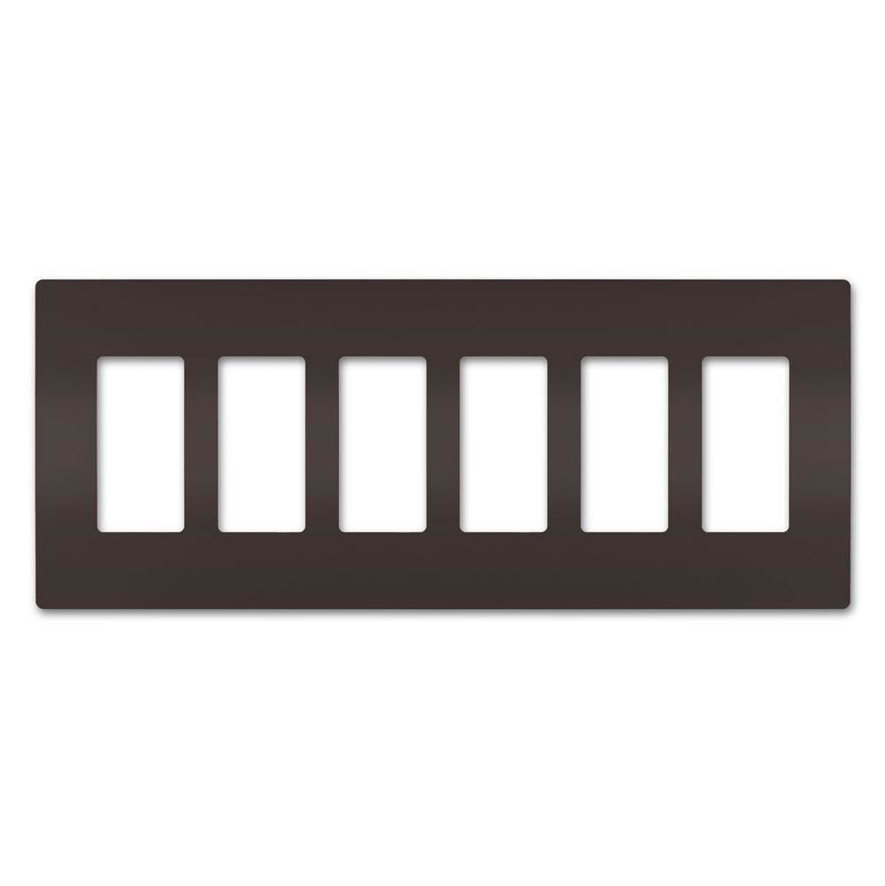 Legrand - radiant Six-Gang Screwless Wall Plate, Brown - Brown
