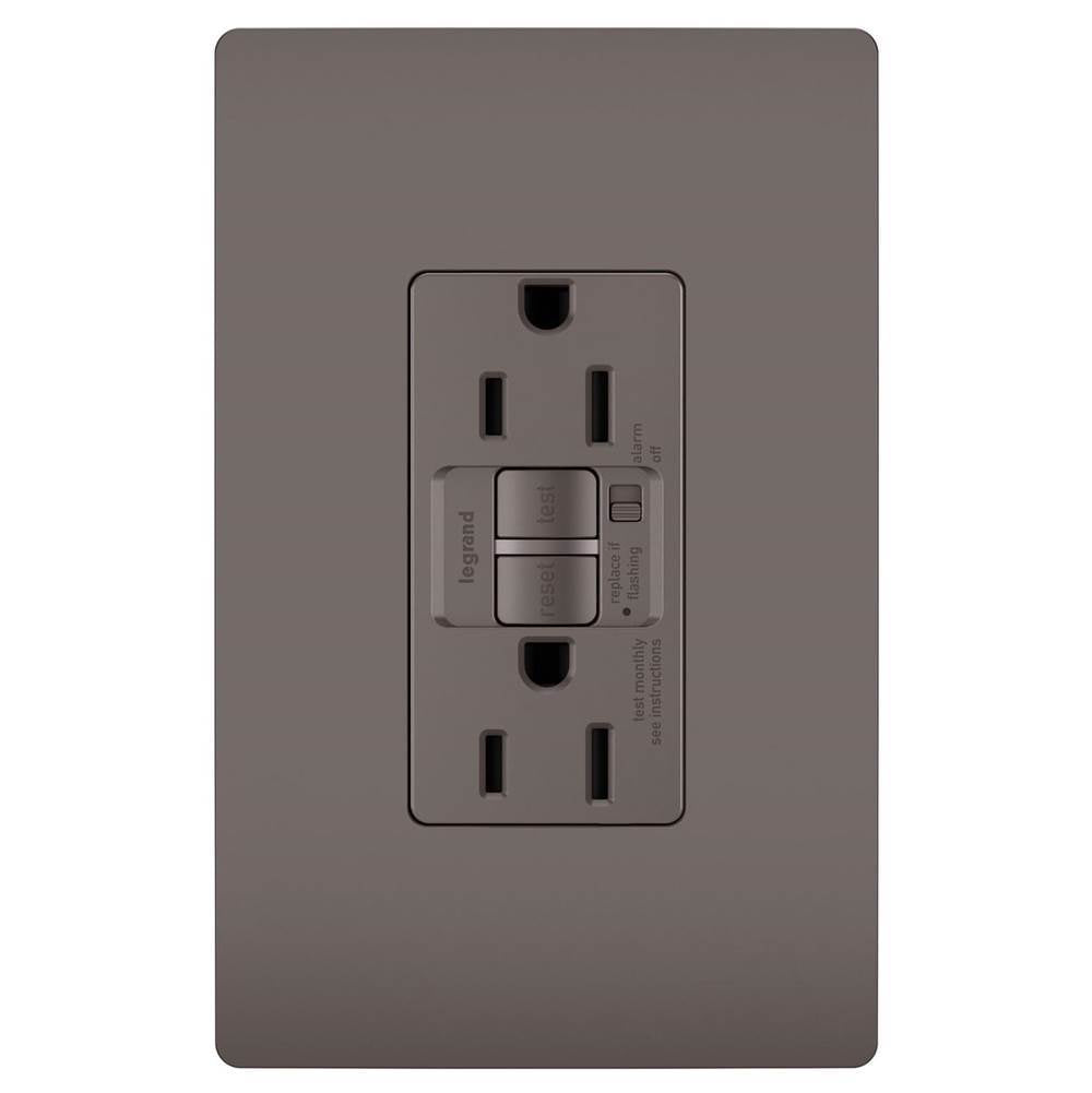 Legrand - radiant 15A Tamper-Resistant Self-Test GFCI Outlet with Audible Alarm, Brown - Brown