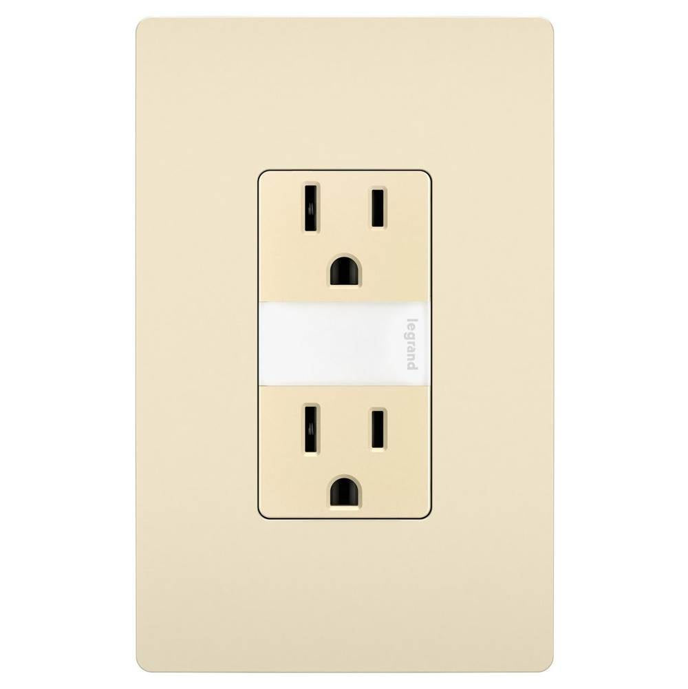 Legrand - radiant 15A Tamper-Resistant Outlet with Night Light, Light Almond - Light Almond