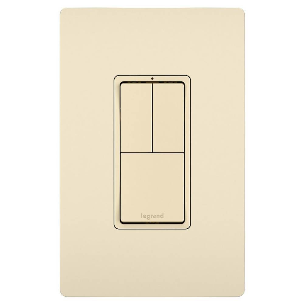 Legrand - radiant Two Single-Pole Switches and Single Pole/3-Way Switch, Light Almond - Light Almond