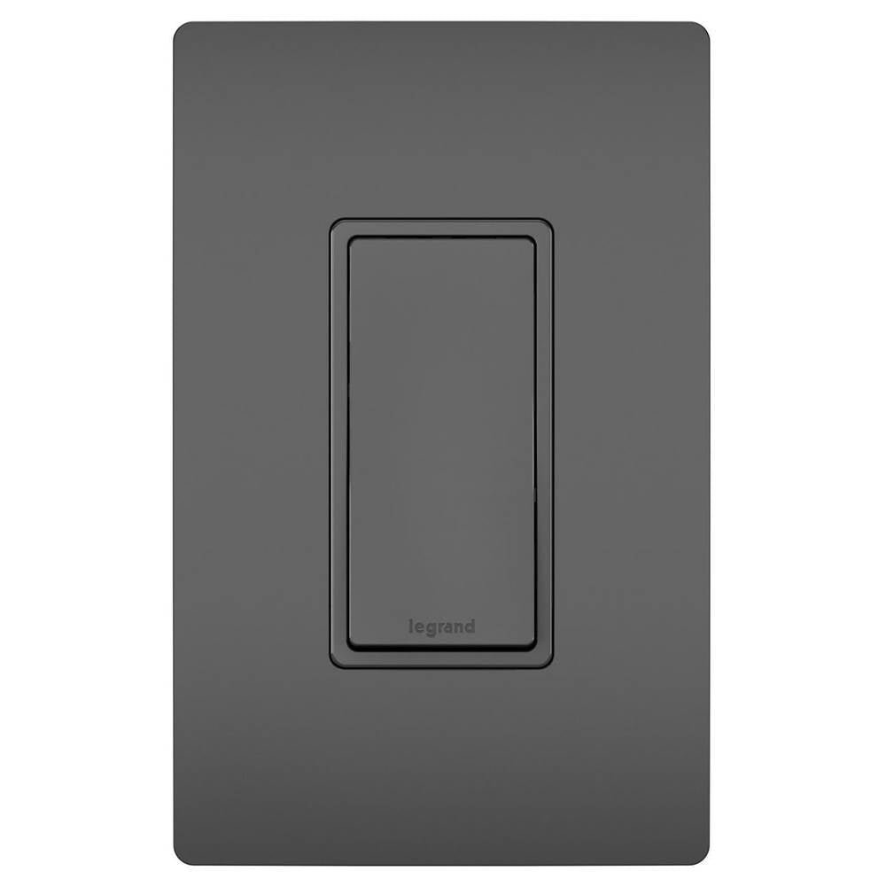 Legrand - radiant 15A Single-Pole Switch, Black - Black