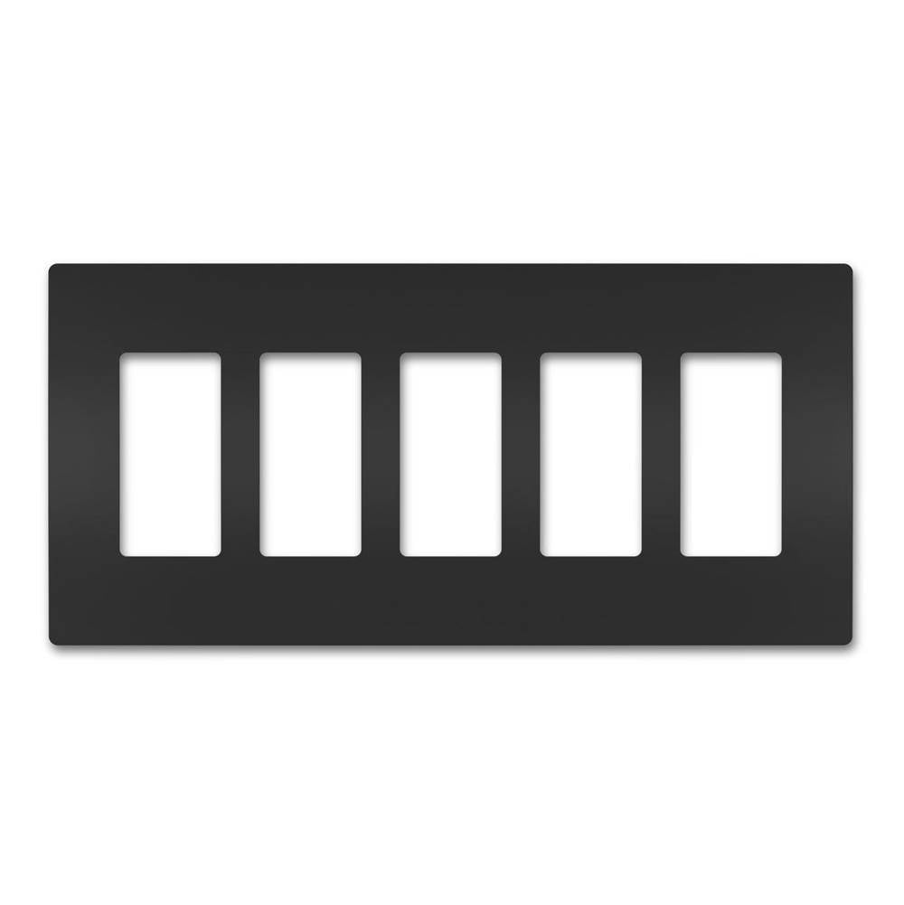 Legrand - radiant Five-Gang Screwless Wall Plate, Black - Black