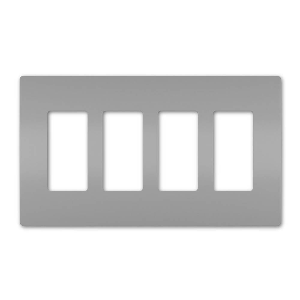 Legrand - radiant Four-Gang Screwless Wall Plate, Gray - Gray