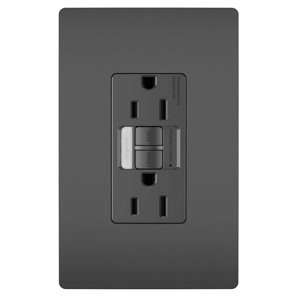 Legrand - radiant 15A Tamper-Resistant Self-Test GFCI Outlet with Night Light, Black - Black