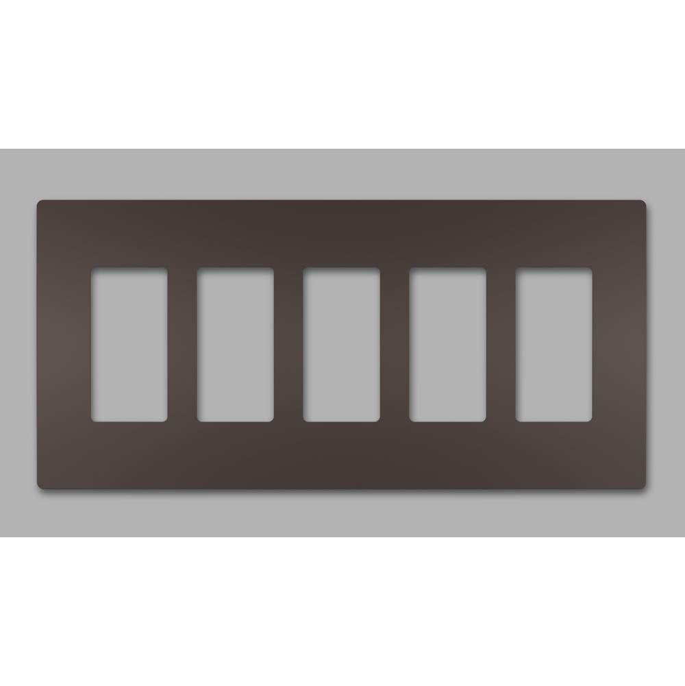 radiant Five-Gang Screwless Wall Plate, Brown
