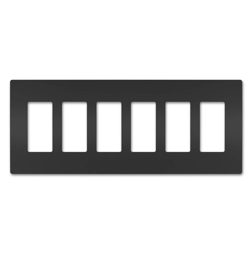 Legrand - radiant Six-Gang Screwless Wall Plate, Black - Black