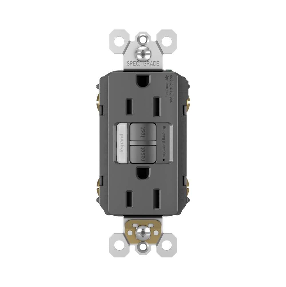 radiant 15A Tamper-Resistant Self-Test GFCI Outlet with Night Light, Black