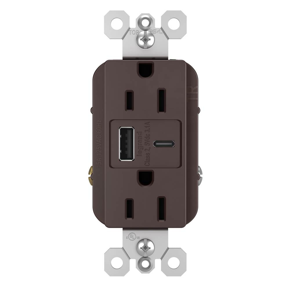 radiant 15A Tamper-Resistant USB Type A/C Outlet, Dark Bronze