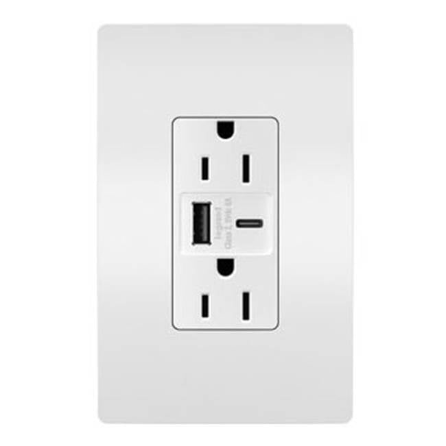 Legrand - radiant 15A Tamper-Resistant Ultra-Fast USB Type-A/C Outlet, White - White