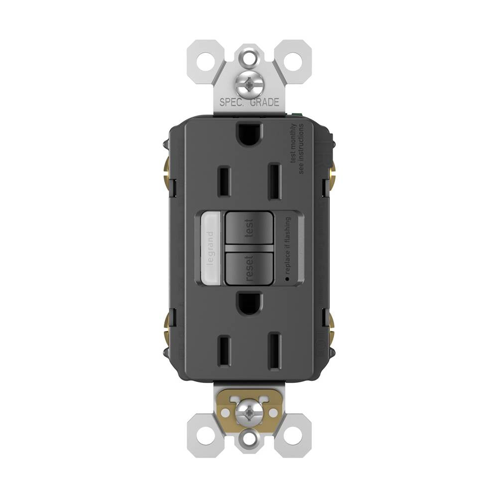 radiant 15A Tamper-Resistant Self-Test GFCI Outlet with Night Light, Black