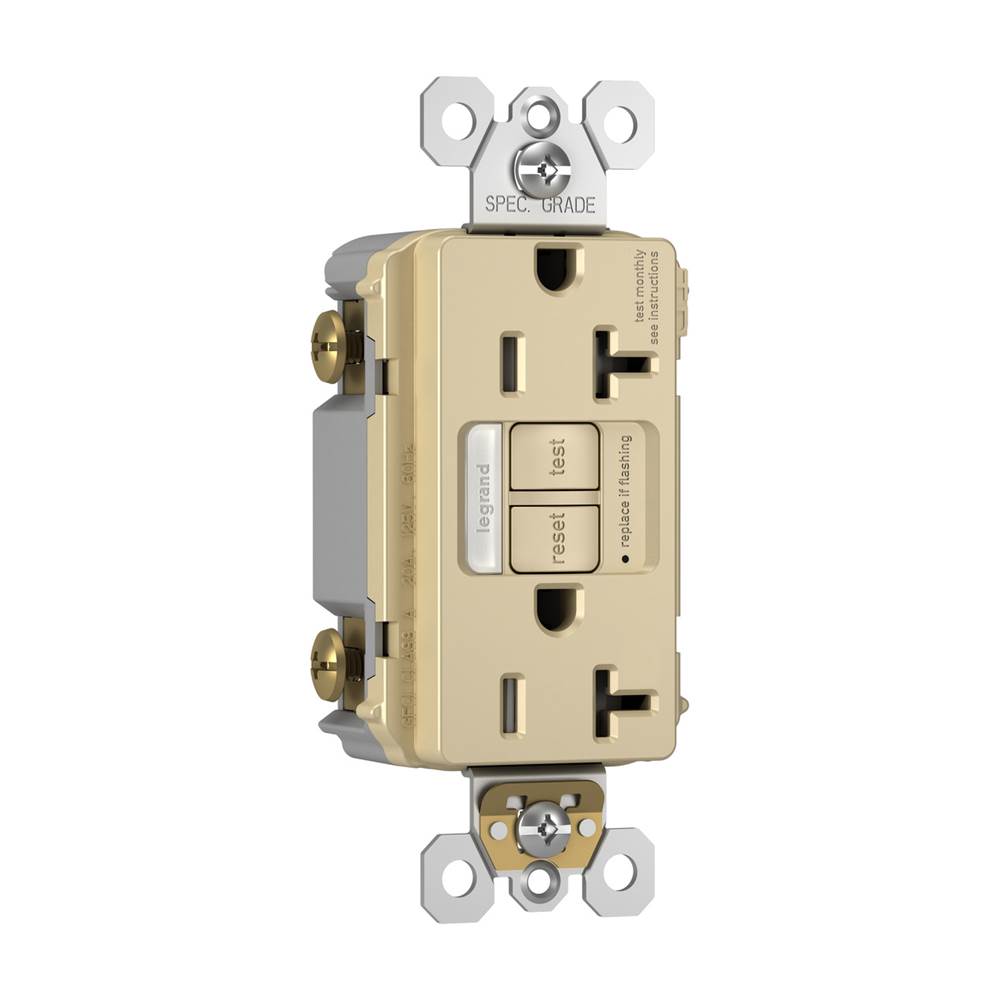 radiant 20A Tamper-Resistant Self-Test GFCI Outlet with Night Light, Gray